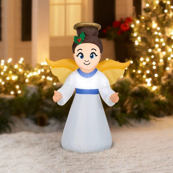 Holiday Time 3.5ft Angel Inflatable Christmas Yard Decor Lights Up - Picture 1 of 8